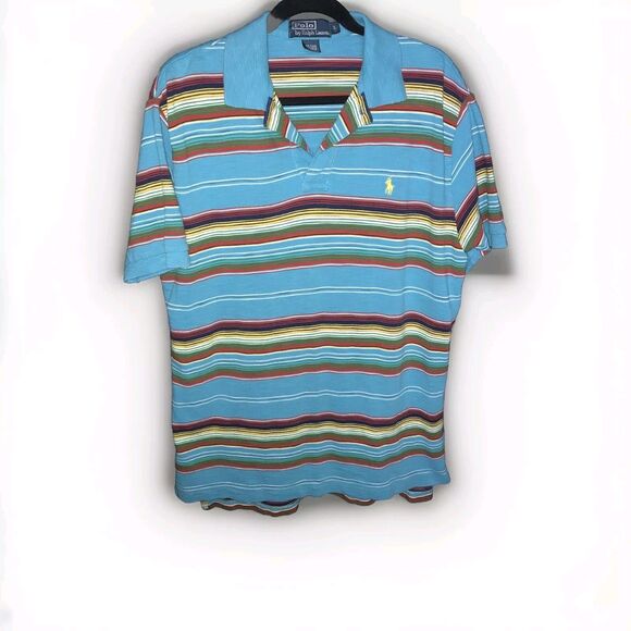 Polo Ralph Lauren Southwestern Aztec Short Sleeve Polo Shirt Men's Large Striped - Picture 1 of 10